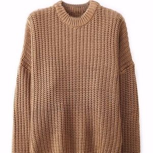 Oversized Boxy Knit Sweater (KHAKI)
